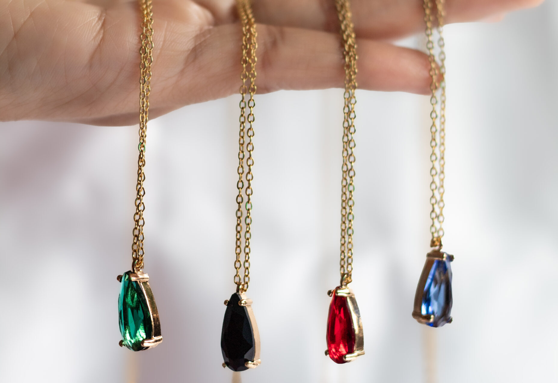 Minimal Gem Drop Handmade Pendant Necklace