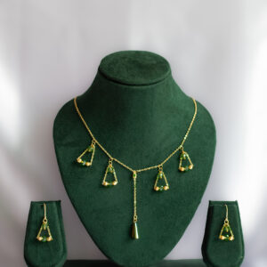 Emerald Charm Handmade Necklace & Earring Set