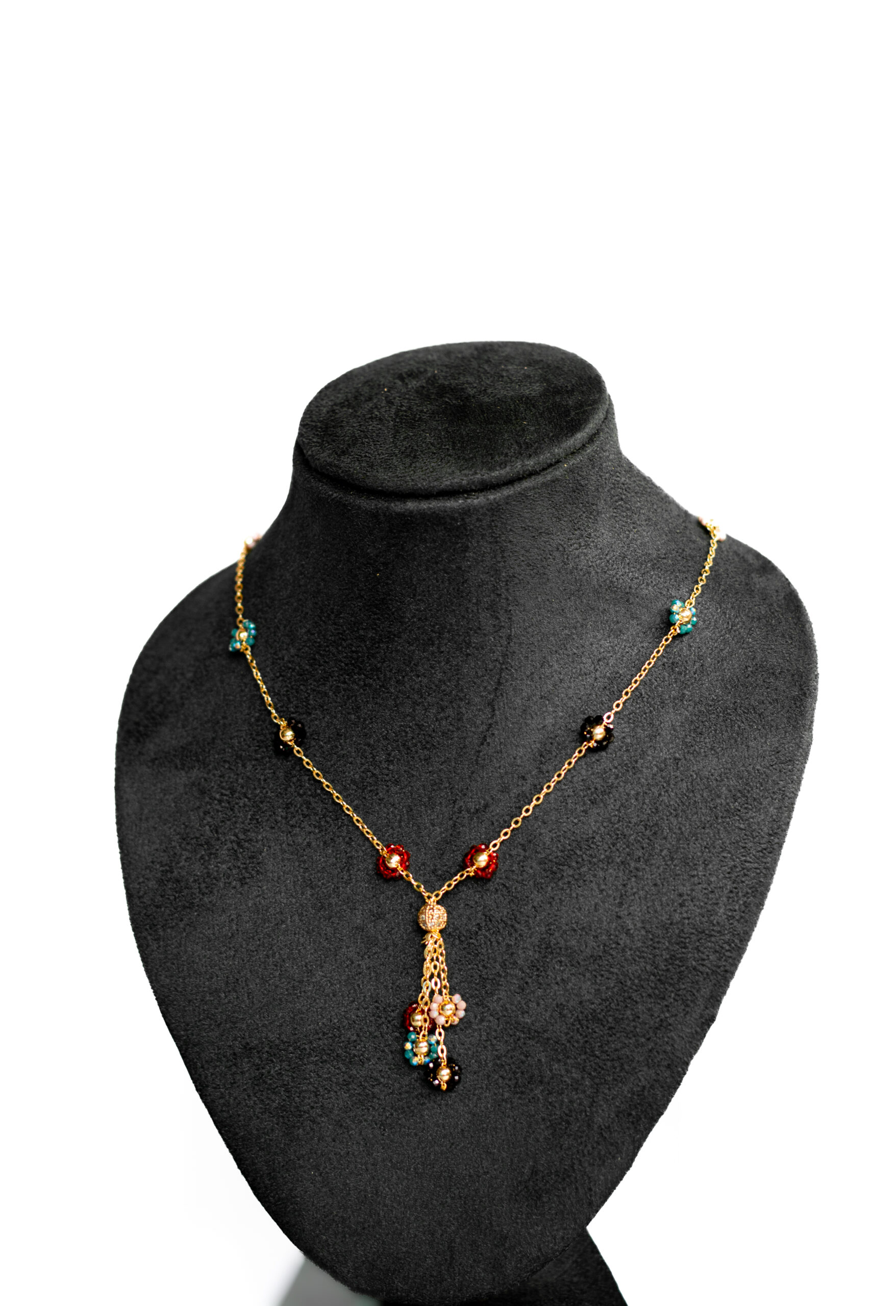 Multicolor Floral Charm Handmade Necklace & Earring Set - Image 2