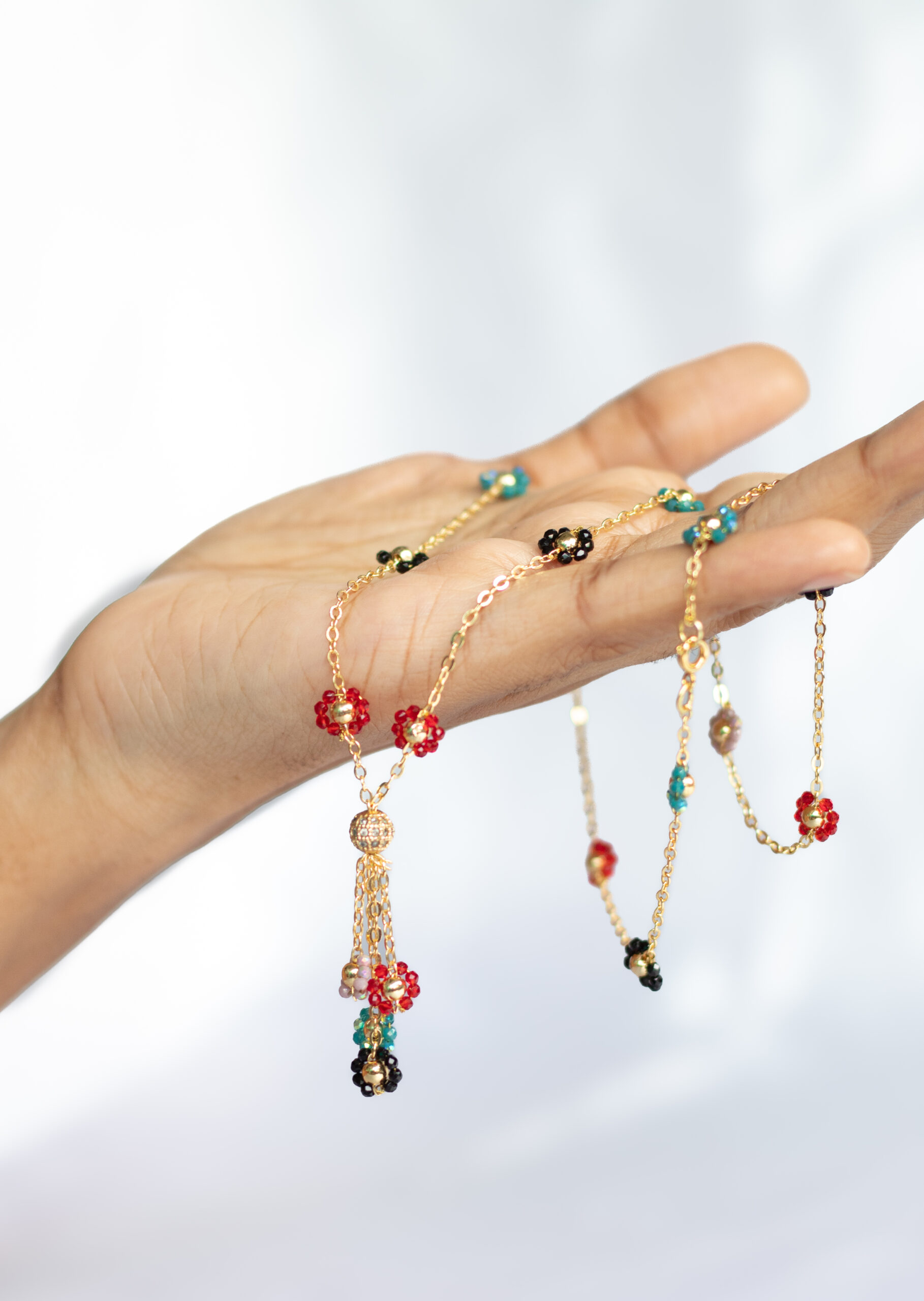 Multicolor Floral Charm Handmade Necklace & Earring Set